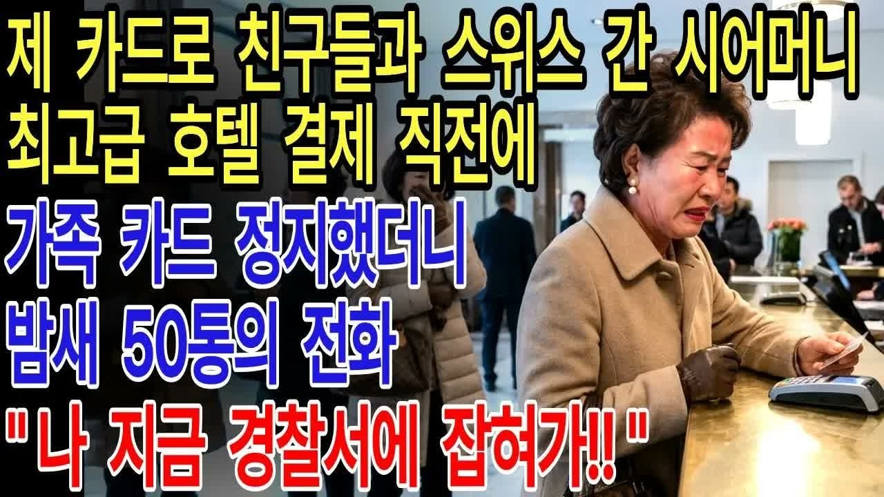 제 카드로 친구들과 스위스 간  시어머니, 최고급 호텔 결제 직전에 가족카드 정지했더니 ＂나 지금 경찰서에 잡혀가!＂ 밤새 50통의 전화가