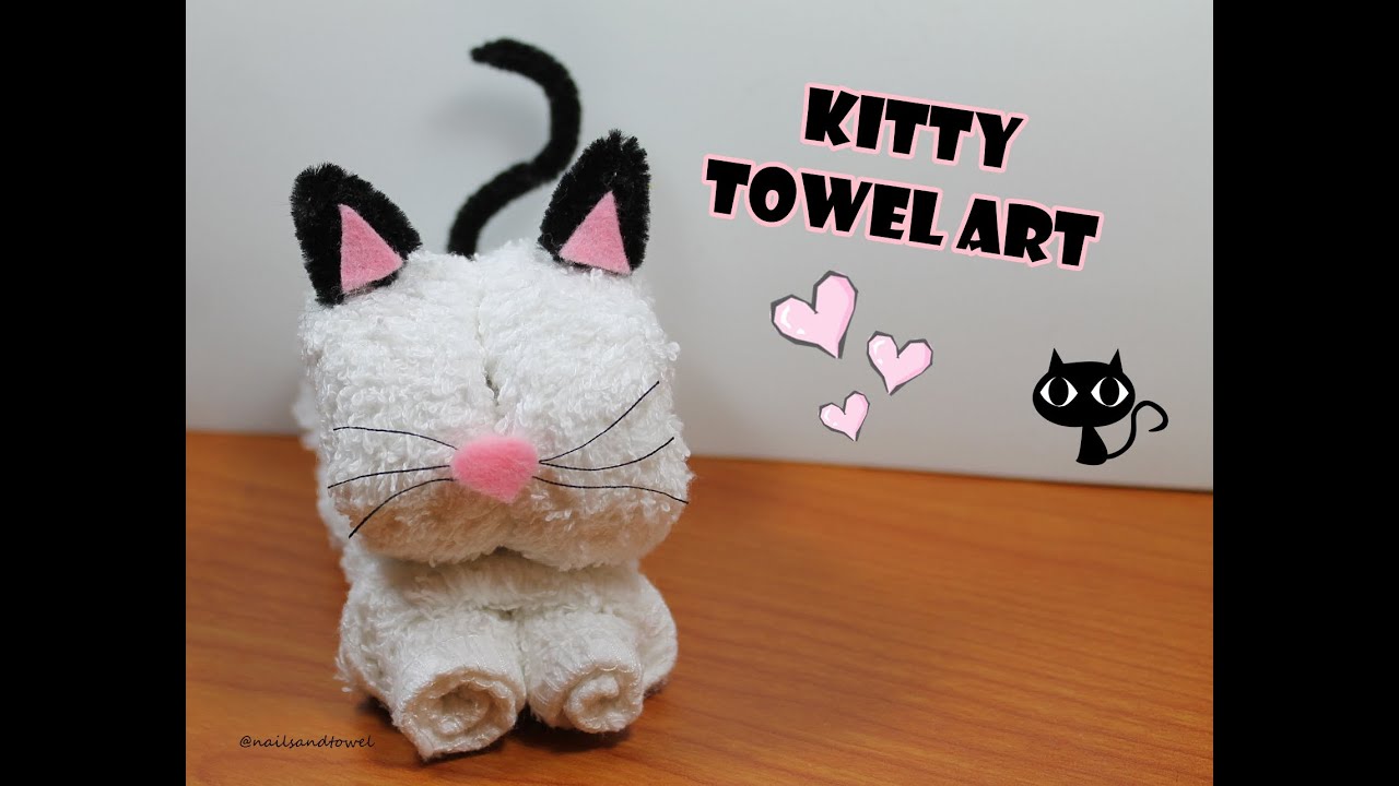 How to make a Kitty Towel Art - Video Tutorial / Como hacer un Gatito con Toalla