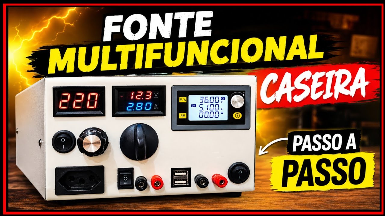 COMO FAZER A MELHOR FONTE DE BANCADA CASEIRA REGULÁVEL MULTIFUNCIONAL DO YOUTUBE PASSO-A-PASSO