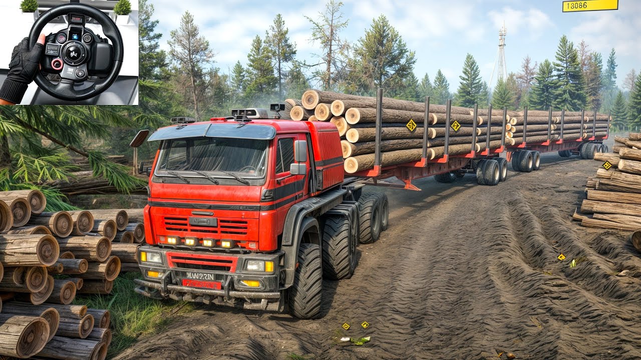 SnowRunner - Insane Log Trailers Haul Challenge with Azov 64131 | Logitech G29 Gameplay | #904