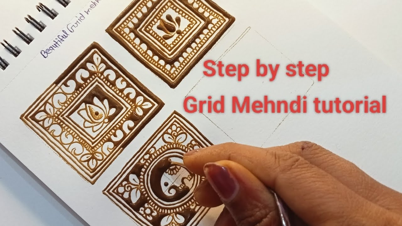 New Grid Mehndi Design|| Step By Step ग्रिड मेहंदी Tutorial|| 3 Different Bridal grid Mehndi design 