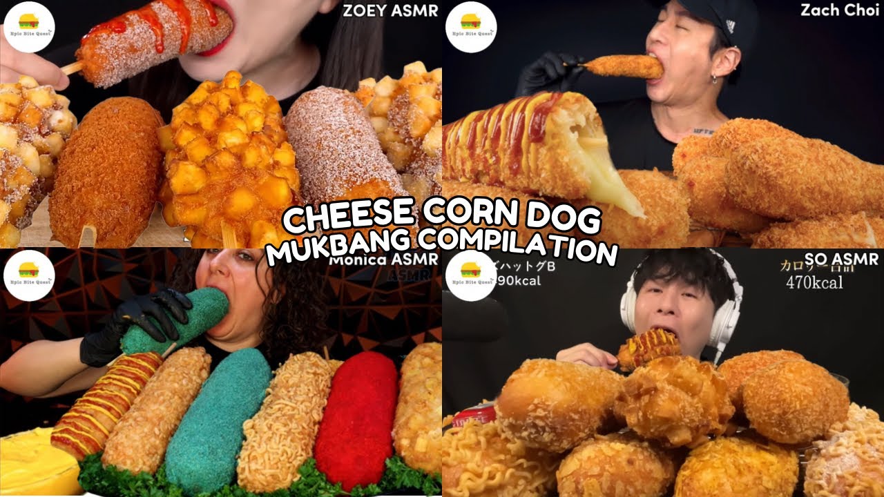 ASMR | CHEESE CORN DOGS MUKBANG COMPILATION |