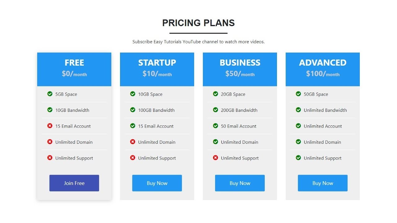 How To Make Website Pricing Plan Section In HTML CSS And Bootstrap