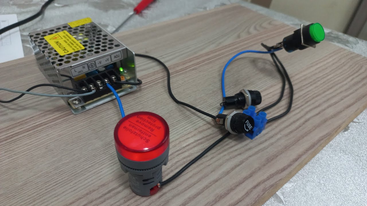 Yuvarlak pano tipi cam sigorta ve Yuvarlak yaylı anahtar elektrik bağlantısı Sigorta Bağlantısı