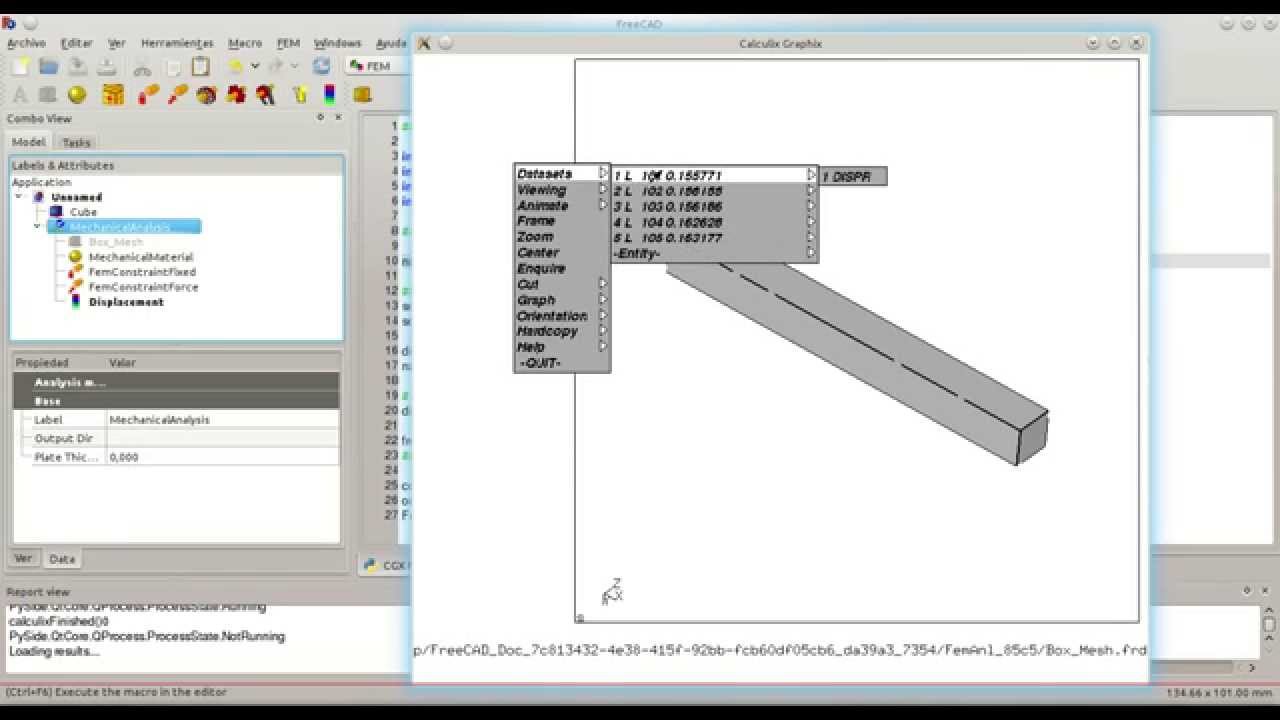 Test a Frequency Analysis whit FreeCAD and Calculix