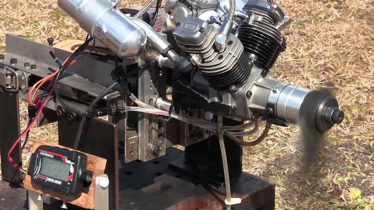 40ccm V-Twin Gas Engine Idling