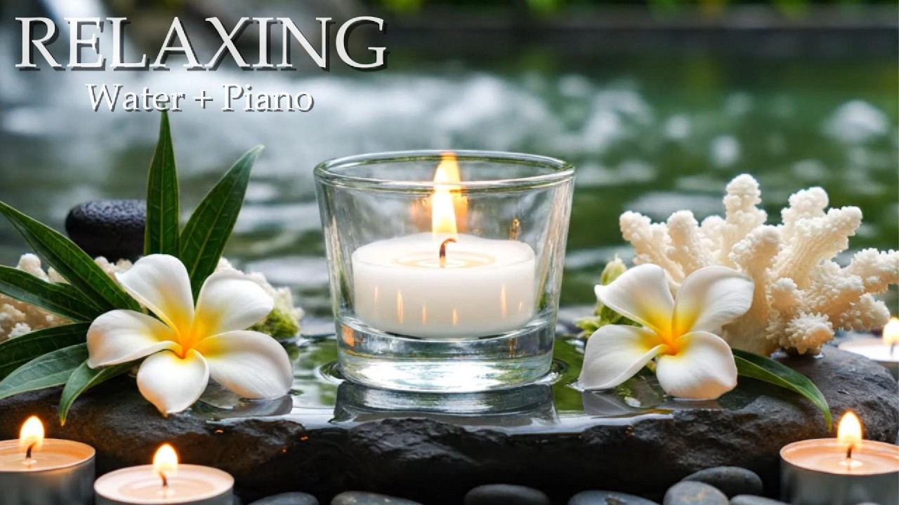 Relaxing Music Relieves Stress, Anxiety and Depression - Bamboo Water Fountain + Healing Piano Music