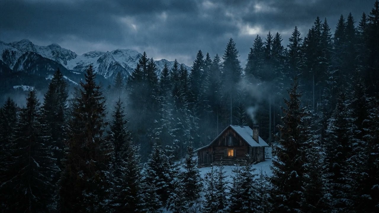 Dark Forest Cabin at Night | Calm Ambient Music for Deep Sleep, Relaxation & Meditation