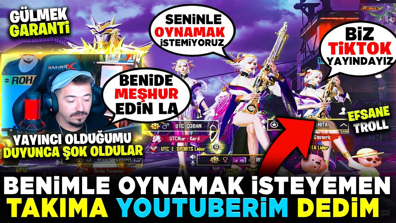 BENİMLE OYNAMAK İSTEMEYEN TAKIMA YOUTUBERİM DEDİM - PUBG MOBİLE TROLL - Gülmek Garanti