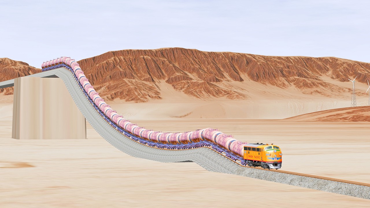 Trains vs Unique Rail Track - Beamng Drive