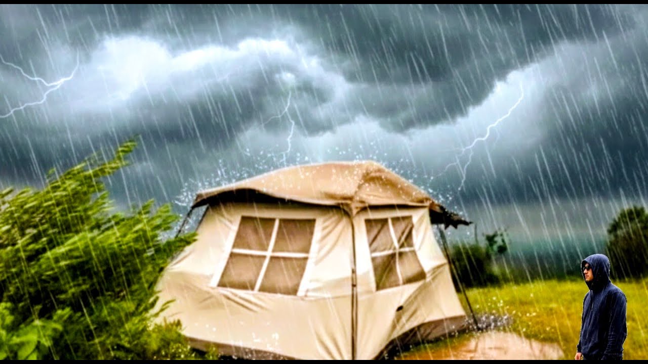Camping and cooking in heavy thunder storm/Beast survival official