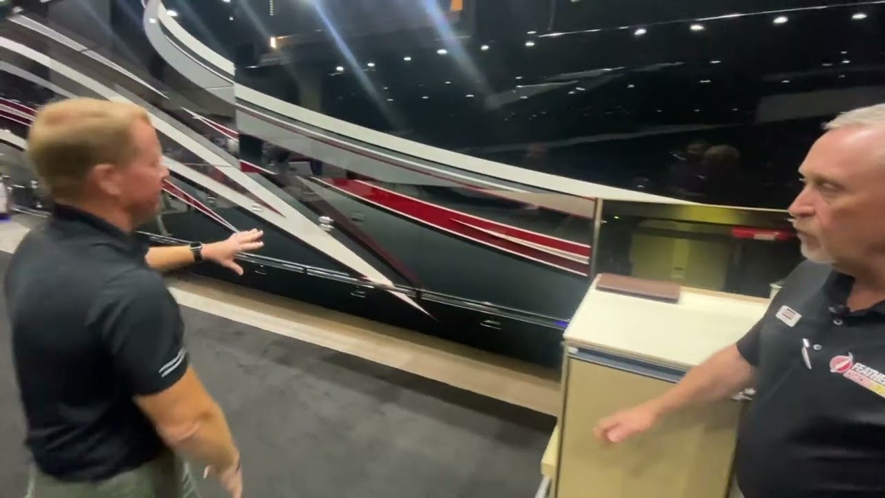 Prevost Bus Conversion by Featherlite Luxury Coaches at Prevost Stuff Shoe 2024 @rvmaxus
