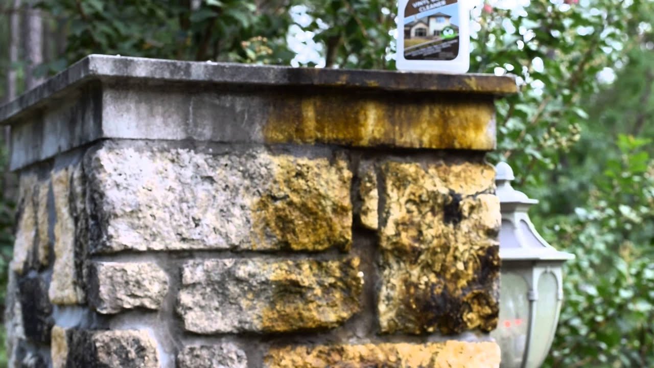 DROP-OFF Vinyl Siding Cleaner (Black Mold on Stone Columns)
