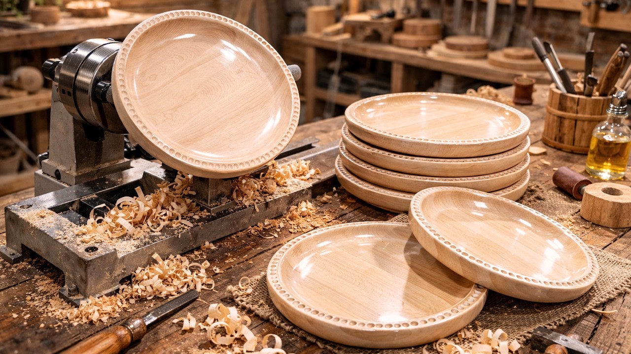 From a Piece of Wood to a Luxurious Plate | Handmade Woodturning Without Measuring Tools