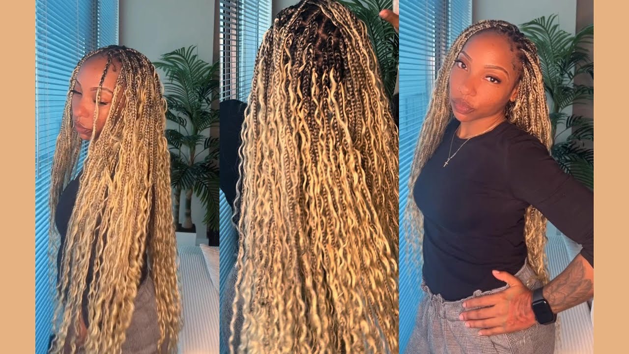 BEST EVER !!!!! #DIY #Boho Ash Blonde Knotless Braids (ft WAVIYHAIR)