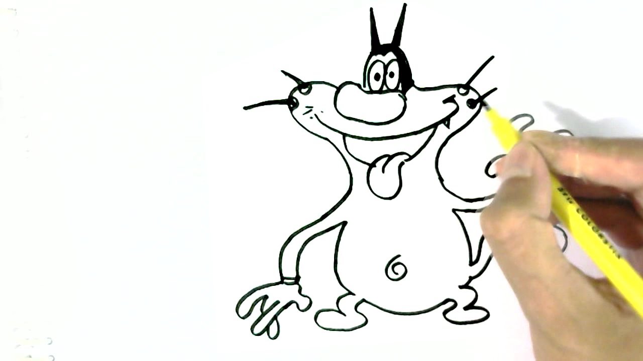 How to draw  Oggy- Oggy and the Cockroaches easy steps for beginners