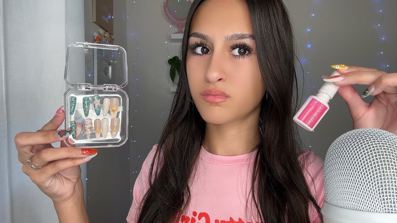 ASMR| Your SASSY older sister does your press on NAILS💅