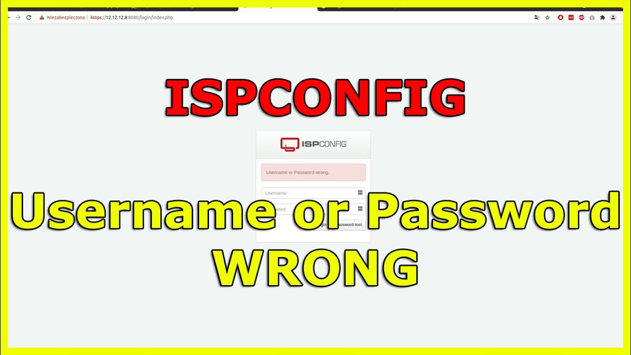 niedziałający login i hasło defaultowe ispconfig - username or password wrong