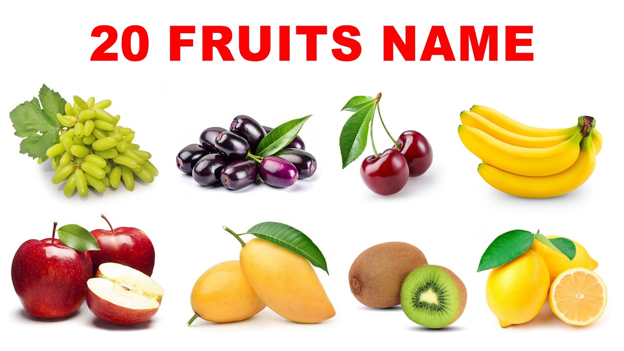 20 Fruits Name in Hindi and English | फलों के नाम | Kids Learning Video