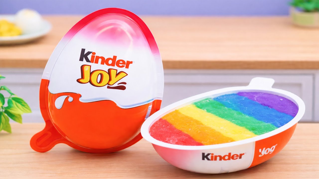 Miniature Rainbow Cake Recipe 🌈 ASMR Yummy Rainbow Kinder Joy Cake Decorating