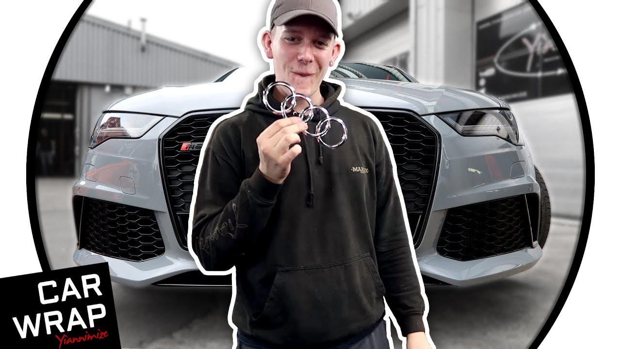 Nardo Grey Audi RS6 part wrapped Chromes to Gloss Black