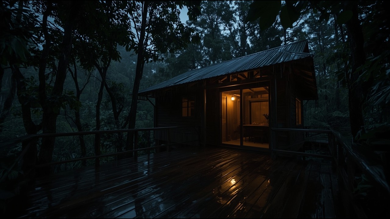 Light Rain Falling Outside a Warm Cabin | Sleep Sounds