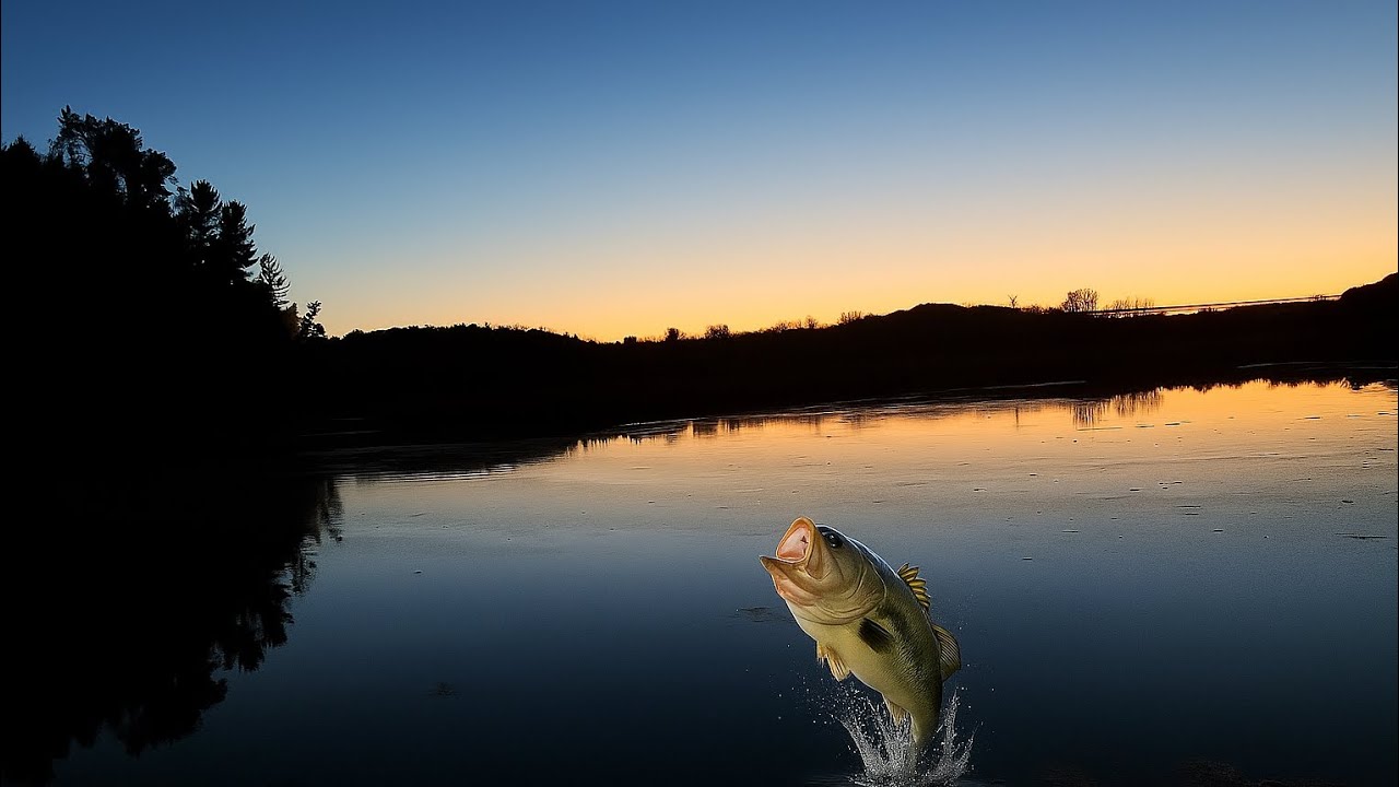 Top water bass fishing on glassy water