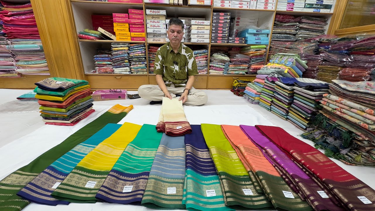 Chickpet Bangalore Wholesale Saree ‼️ Mysore Silk Crepe Sarees/Georgette Sarees ‼️ Singles Avl