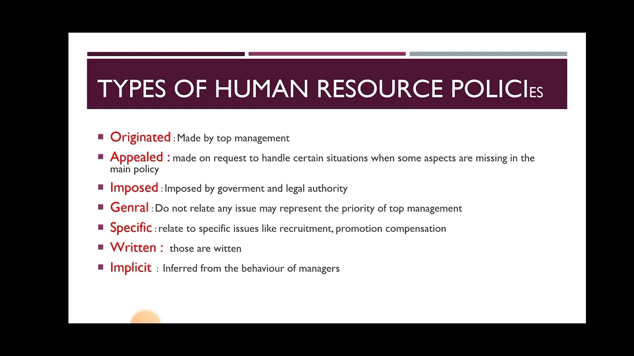 TYPES OF HUMAN RESOURCE POLICIES, TYPES OF HR POLICES #humanresourcemanagement #youtubeteachme