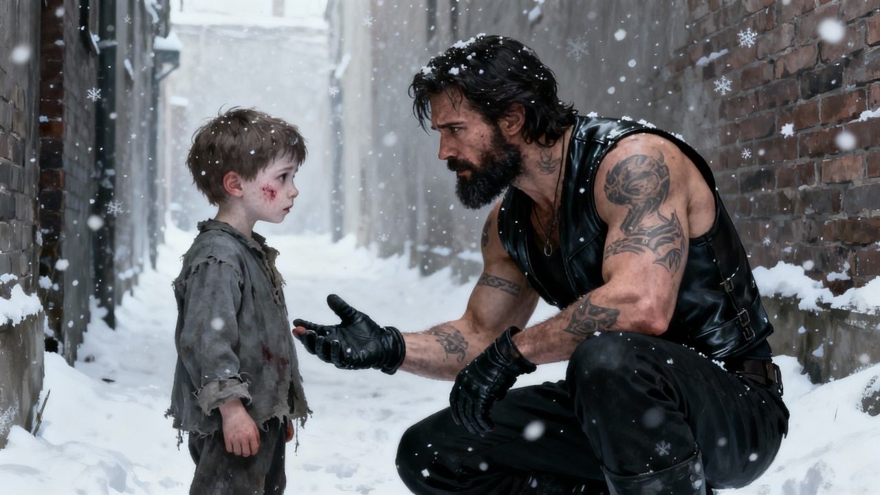 A Home less boy Was Beaten and Abandoned on Christmas Eve — Until a Hells Angels Biker Saw He