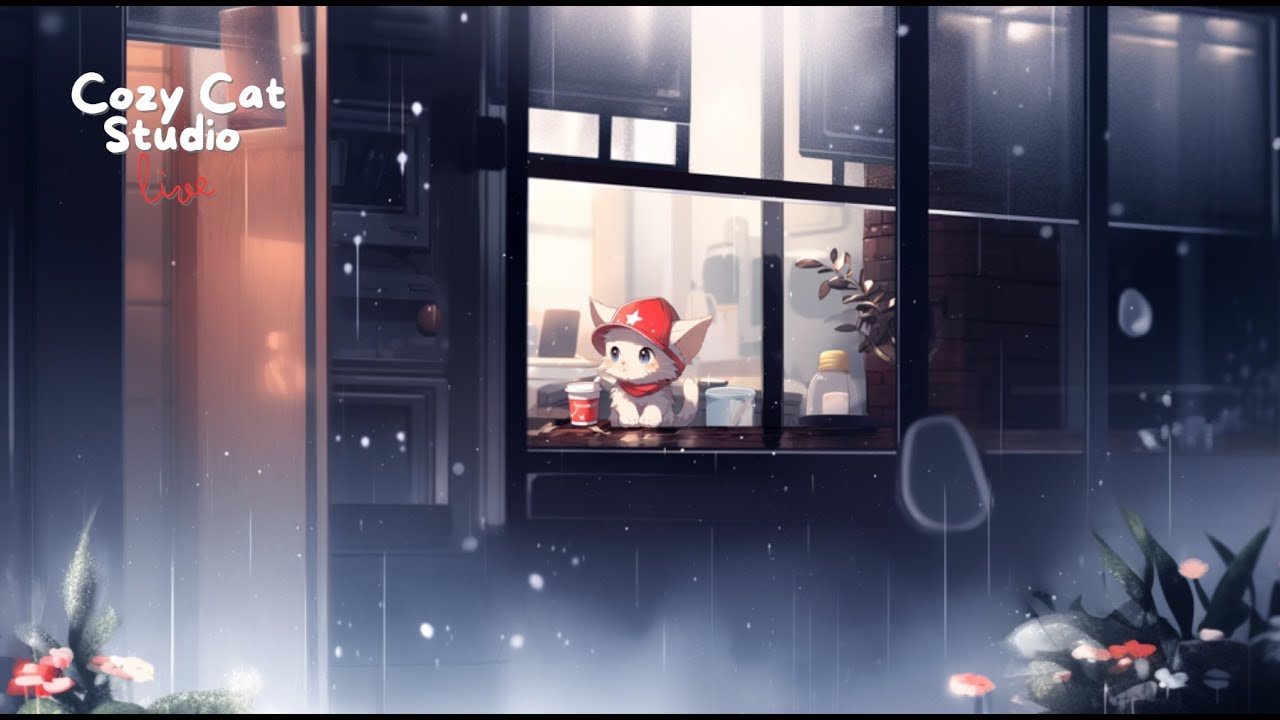 Cozy Cat Studio - Lofi | Hip Hop | Rainy Night Playlist / Chill Vibes, Relaxing / Study & Work