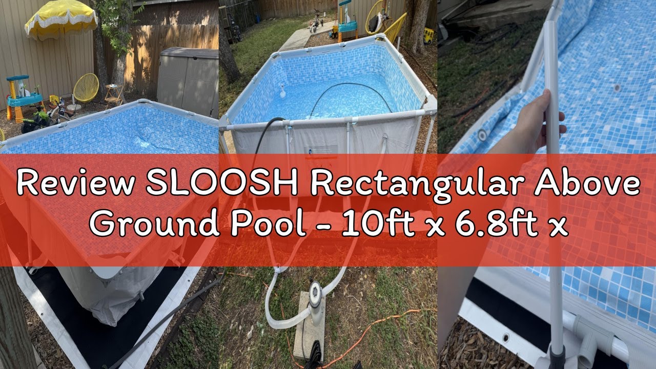 Review SLOOSH Rectangular Above Ground Pool - 10ft x 6.8ft x 26inch Outdoor Frame Above Ground Swimm
