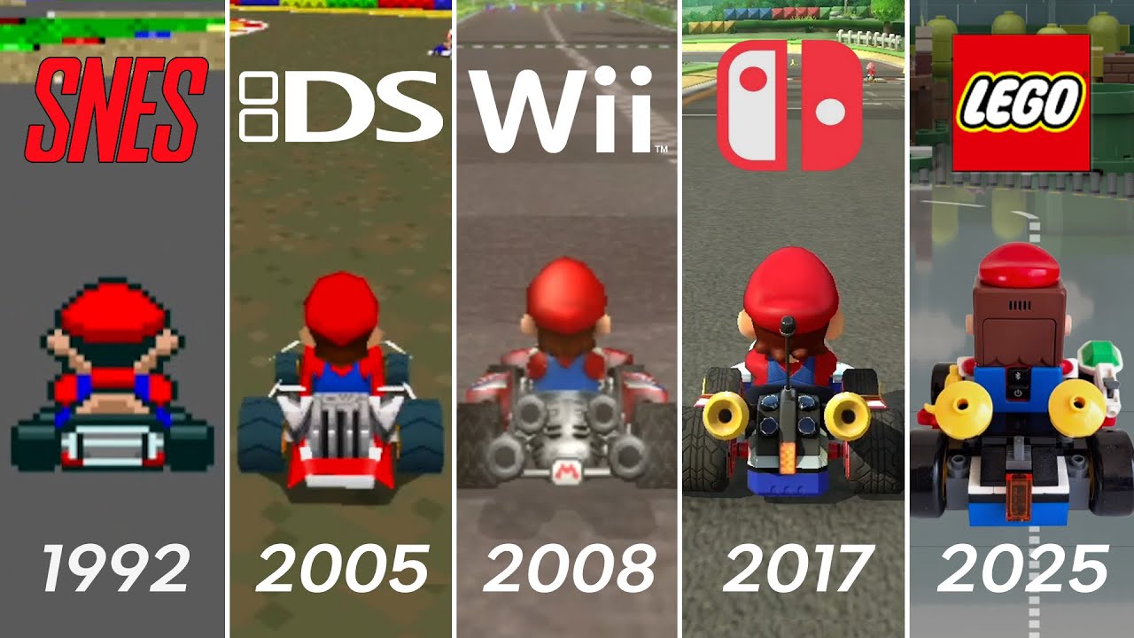 Evolution of Mario Kart with Winning Animation in Games, LEGO, Movie (1992 to 2025)