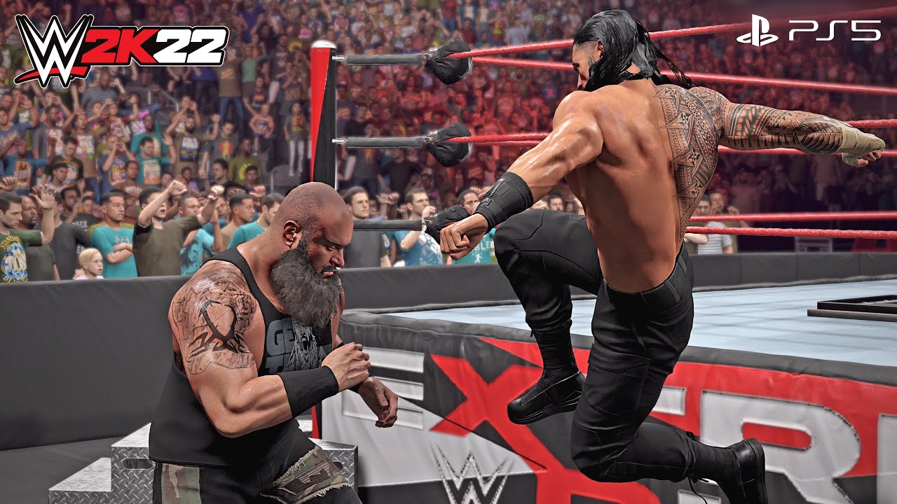 WWE 2K22 - Braun Strowman vs. Roman Reigns - Extreme Rules Match | PS5™ [4K60]