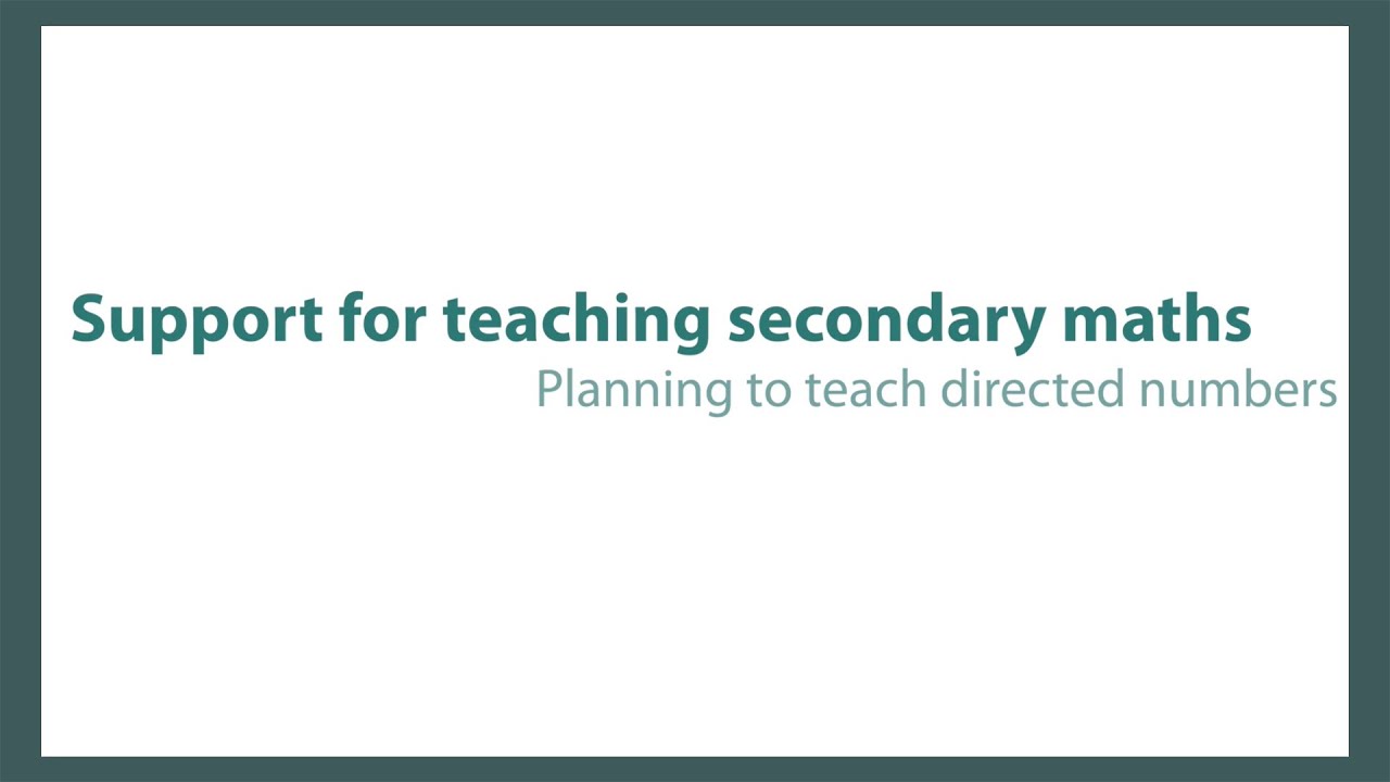 Planning to teach directed numbers