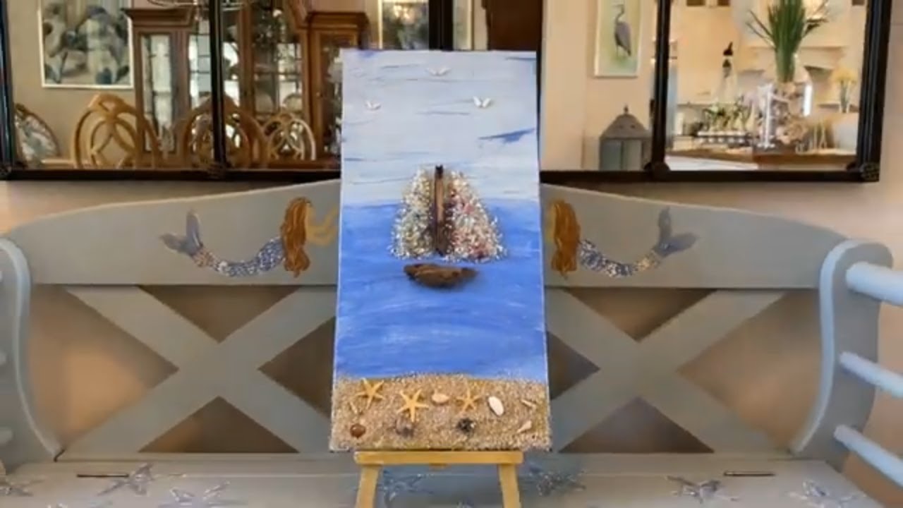 # 85 CRUSHED GLASS SAILBOAT GLASS ART WITH MOD PODGE , NO RESIN NEEDED