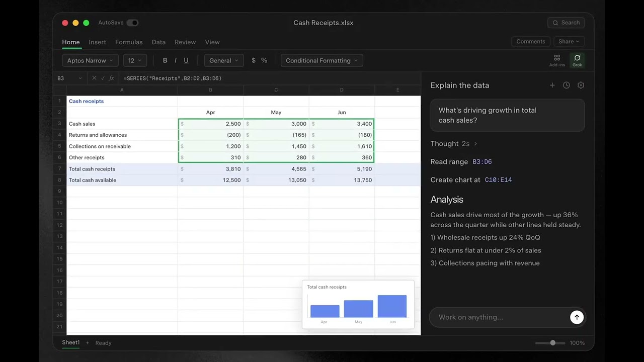 Grok for Excel is LIVE | AI That Analyzes Data, Writes Formulas & Runs Scenarios