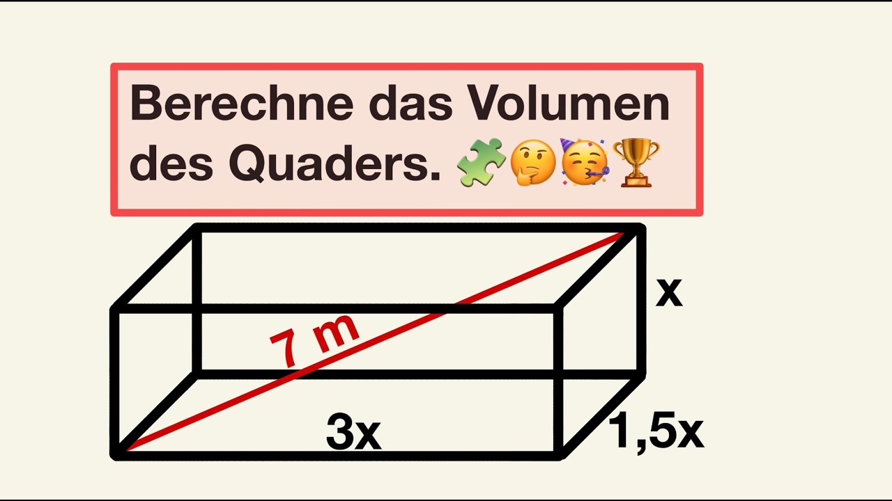 Berechne das Volumen des Quaders, Satz des Pythagoras