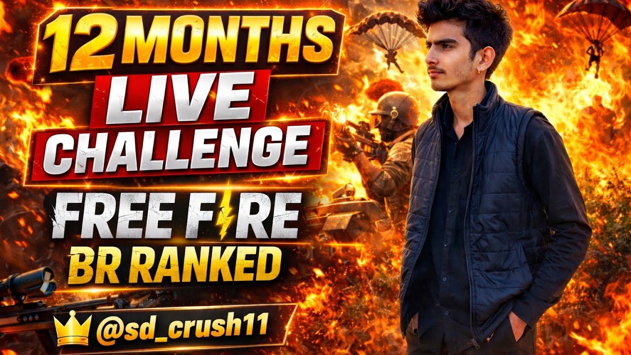 12 Months Live Challenge | Free Fire BR Ranked | @sd_crush11