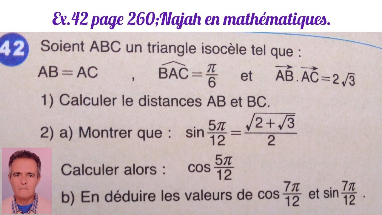 Produit scalaire,exercice 42 page 260,TCS.