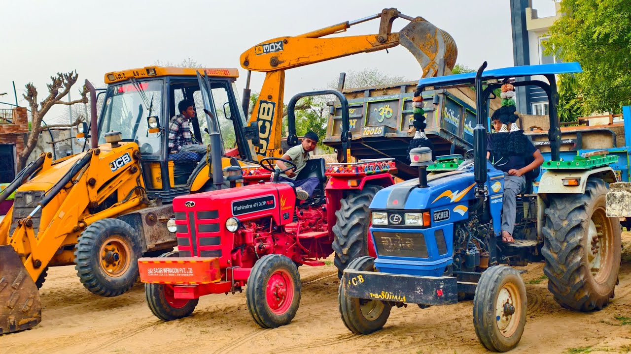 JCB 3dx Eco Excellence Loading Tractor Stunk Mud in Mahindra 575 | Eicher 485 | Kubota Model | #jcb