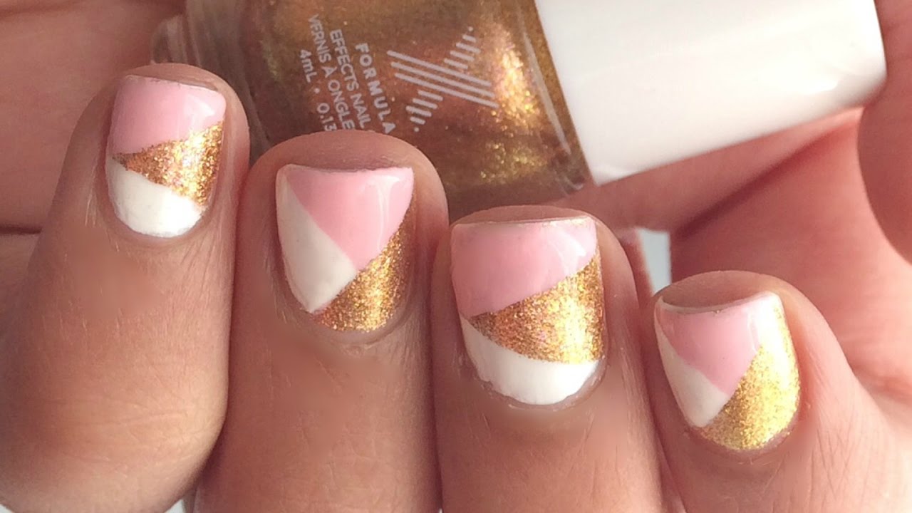 Pink & Gold Geometric Nail Art + GIVEAWAY | Formula X