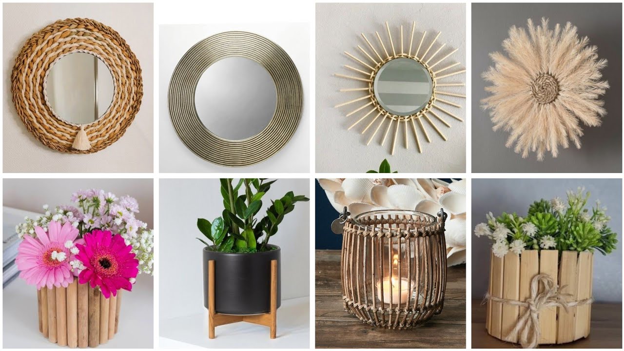 10 افكار ✨عندك مرايا وكرتون عيدان خشبية اصنعي ديكورات راقية لزينة بيتك #diy #decor #ideas#handmade