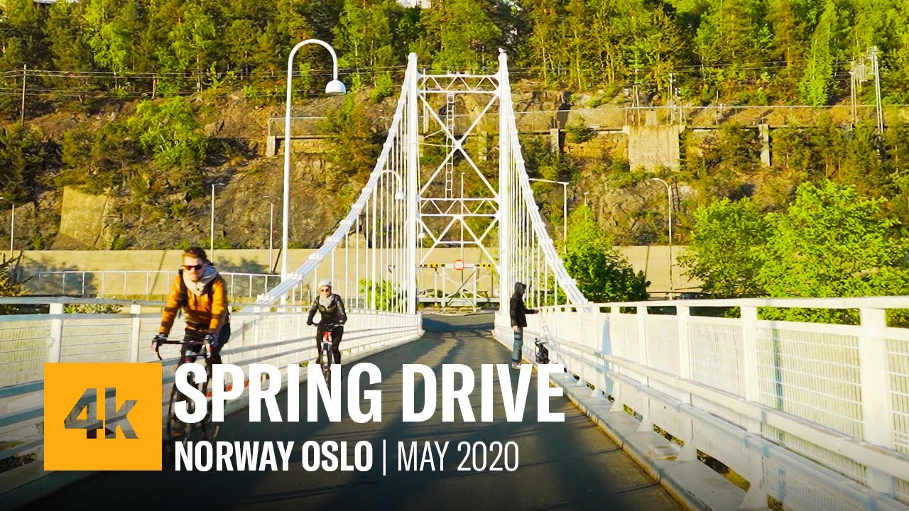 Relaxing spring drive 2 | Norway Oslo 2020 | (Binaural sounds) Nordstrand - Ulvøya - City Centre