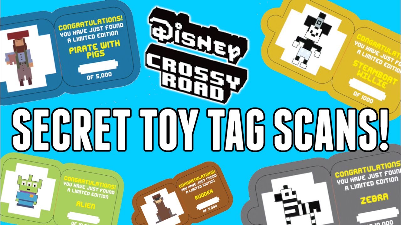 Отсканируйте жетоны секретных персонажей Disney Crossy Road! Все шесть секретных игрушек! Поставь...