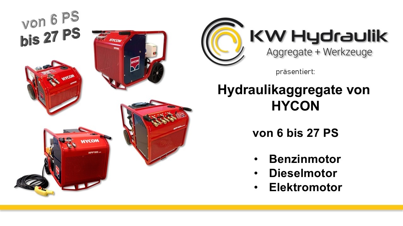 HYCON HPP06 HPP09 HPP14 HPP18 Hydraulikaggregate mit Benzinmotor, Dieselmotor oder Elektromotor