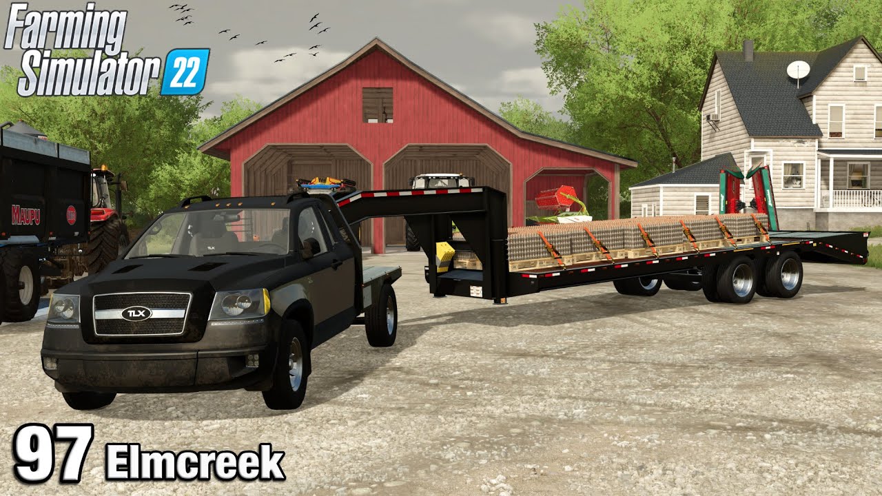 NEW GOOSENECK PICKUP TRAILER - Farming Simulator 22 FS22 Elmcreek Ep 97