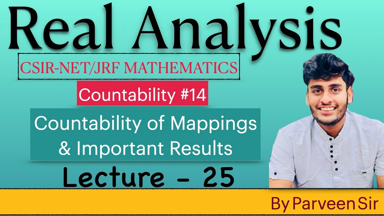 Real Analysis|| Lecture - 25 || Countability of Mappings and Important Results||By Dr Parveen Kumar 