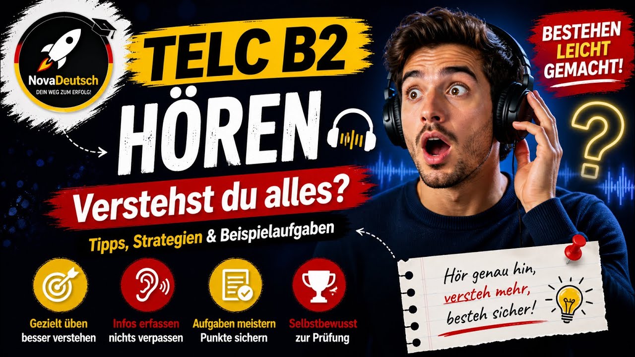 حصة شرح Hören لإجتياز امتحان Telc B2 🇩🇪🇩🇪