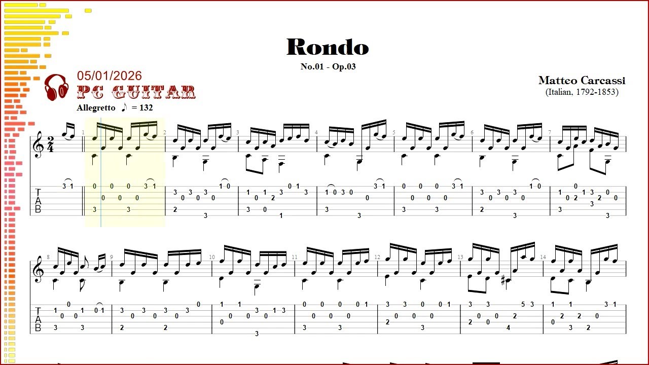 Carcassi, Op 3 no 01 (Rondo), guitar